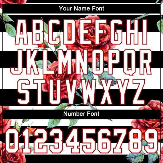 Weiß-Rot Authentic Custom Jersey 3D Design Mandalas Schwarz Baseball Muster