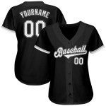 Authentic Baseball Schwarz Custom Jersey Weiß-Grau