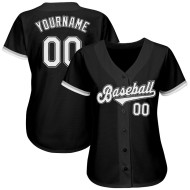 Authentic Baseball Schwarz Custom Jersey Weiß-Grau