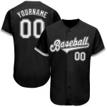 Authentic Baseball Schwarz Custom Jersey Weiß-Grau
