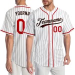 Jersey Nadelstreifen Baseball Authentic Braun Custom Weiß Rot-Braun