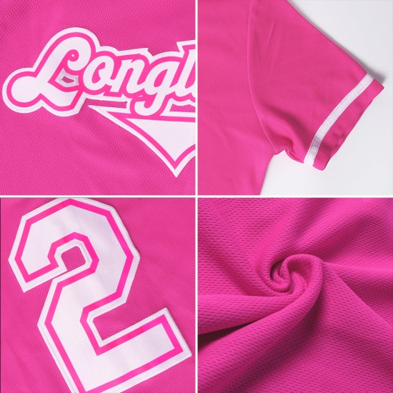 Blaues Baseball-Trikot in Pink-Hellpink, authentisch Blaues Baseball-Trikot in Pink-Hellpink, authentisch