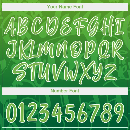 Baseball Jersey Graffiti Grün Benutzerdefiniertes authentisches Muster Grün-Weiß 3D