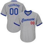 Baseball Grau Shirt Throwback Authentic Royal-Red Custom Jersey Rippstrick