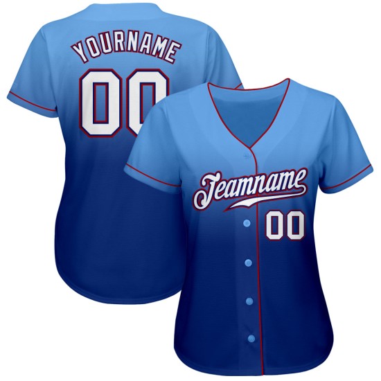Baseball Authentic Weiß-Royal Light Jersey Fashion Custom Blue Fade Baseball Authentic Weiß-Royal Light Jersey Fashion Custom Blue Fade