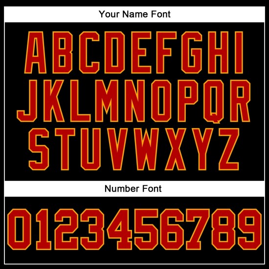 Benutzerdefiniertes schwarzes Baseballtrikot Rot-Gold Authentic Ärmellos Benutzerdefiniertes schwarzes Baseballtrikot Rot-Gold Authentic Ärmellos