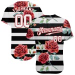 Weiß-Rot Authentic Custom Jersey 3D Design Mandalas Schwarz Baseball Muster