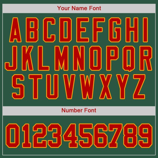 Grünes Kelly-Trikot in Rot-Gold, authentisches Baseball-Custom