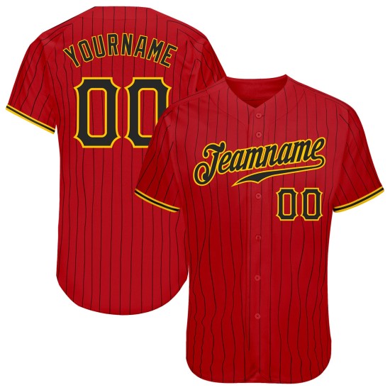 Benutzerdefinierte schwarz rot Jersey authentische Baseball Nadelstreifen schwarz-gold Benutzerdefinierte schwarz rot Jersey authentische Baseball Nadelstreifen schwarz-gold
