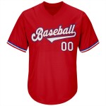 Baseball Custom Weiß-Royal Rippenstrick Rot Jersey Shirt Authentic Throwback
