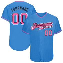 Powder Jersey Custom Authentic Baseball Rosa-Schwarz Blau