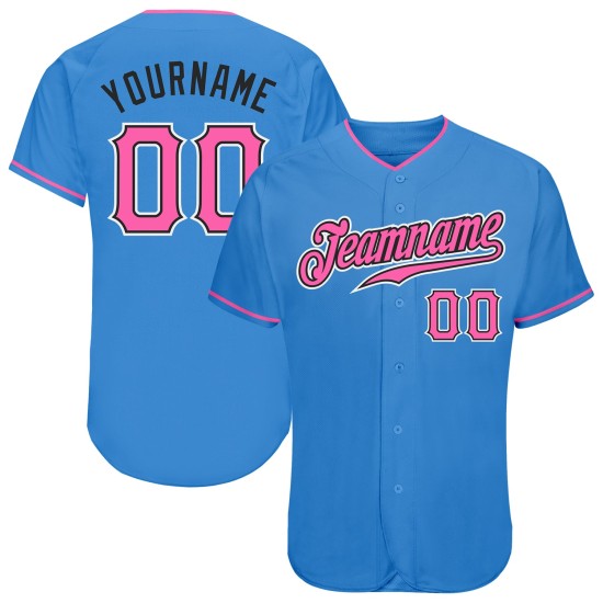 Powder Jersey Custom Authentic Baseball Rosa-Schwarz Blau