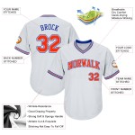 Benutzerdefinierte Orange-Royal Baseball Rib-Strick Shirt Jersey Weiß Throwback Authentic