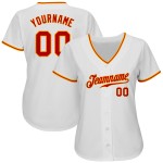 Jersey Authentic Baseball Custom Rot-Gold Weiß