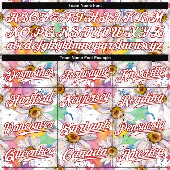 Jersey Muster Weiß Custom Baseball 3D Weiß-Rot Authentische Daisy Design