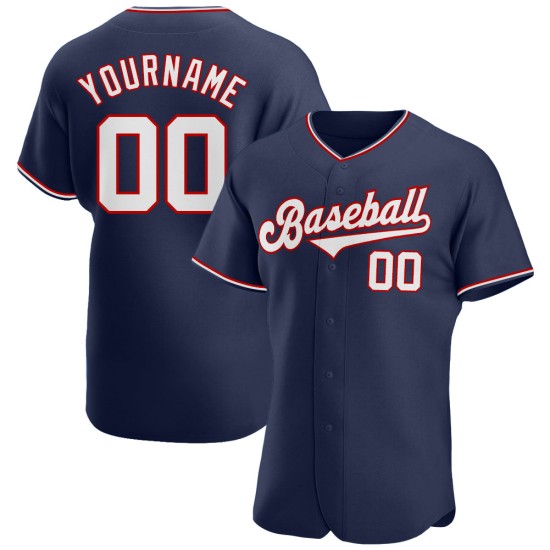 Navy Jersey Baseball Authentic Custom Weiß-Rot