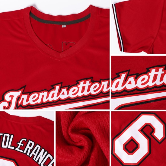 Jersey Baseball Weiß-Gold Throwback Rippstrick Authentic Custom Shirt Rot