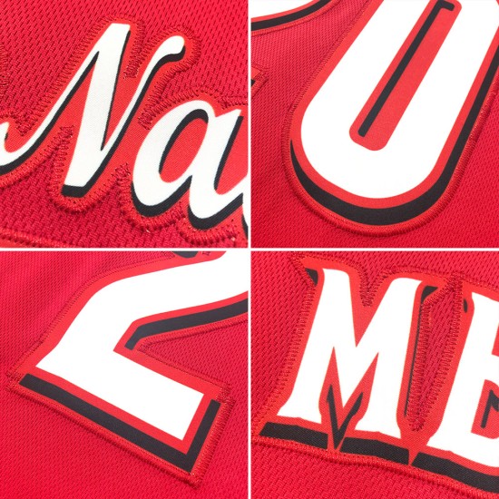 Baseball Custom Weiß-Royal Rippenstrick Rot Jersey Shirt Authentic Throwback