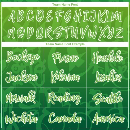 Baseball Jersey Graffiti Grün Benutzerdefiniertes authentisches Muster Grün-Weiß 3D