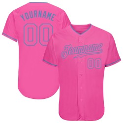 Blaues Baseball-Trikot in Pink-Hellpink, authentisch