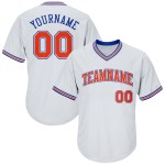 Benutzerdefinierte Orange-Royal Baseball Rib-Strick Shirt Jersey Weiß Throwback Authentic