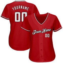 Jersey Baseball Weiß-Schwarz Authentic Custom Rot Jersey Baseball Weiß-Schwarz Authentic Custom Rot