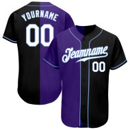 Benutzerdefinierte Schwarz Weiß-Lila Authentic Jersey Baseball Fashion Split
