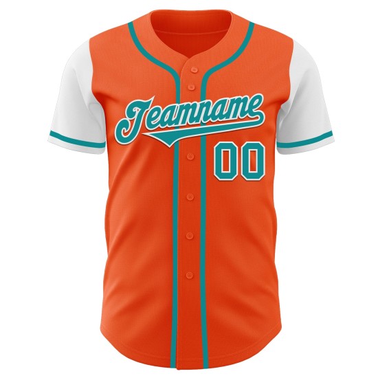 Tone Two Baseball Trikot Authentic Teal-Weiß Custom Orange Tone Two Baseball Trikot Authentic Teal-Weiß Custom Orange