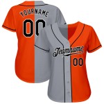 Split Fashion Custom Schwarz-Grau Authentic Jersey Orange Baseball Split Fashion Custom Schwarz-Grau Authentic Jersey Orange Baseball