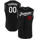 Baseball Schwarz Jersey Custom Weiß-Rot Ärmellos Authentisch Baseball Schwarz Jersey Custom Weiß-Rot Ärmellos Authentisch