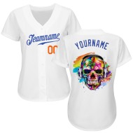 Authentisches weißes Custom Fashion Skull Royal-Orange Jersey Baseball