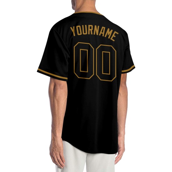 Custom Gold Baseball Schwarz Authentic Schwarz-Old Jersey