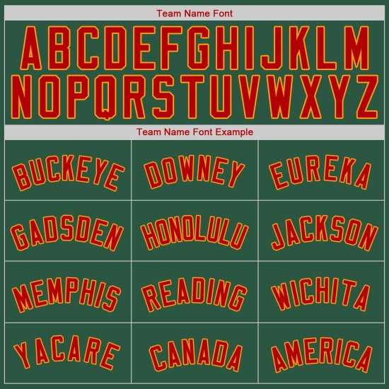 Grünes Kelly-Trikot in Rot-Gold, authentisches Baseball-Custom