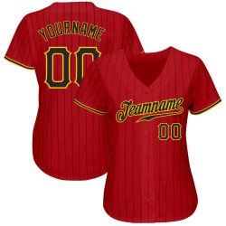 Benutzerdefinierte schwarz rot Jersey authentische Baseball Nadelstreifen schwarz-gold Benutzerdefinierte schwarz rot Jersey authentische Baseball Nadelstreifen schwarz-gold