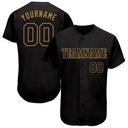 Schwarz-Old Custom Baseball Gold Jersey Schwarz Authentic