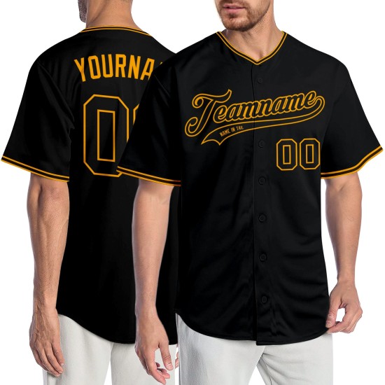 Baseball Schwarz-Gold Trikot Authentic Custom Schwarz