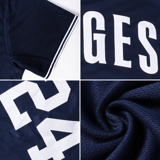 Shirt Custom Throwback Authentic Navy Gold-Weiß Jersey Rippstrick Baseball