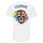 Authentisches weißes Custom Fashion Skull Royal-Orange Jersey Baseball Authentisches weißes Custom Fashion Skull Royal-Orange Jersey Baseball