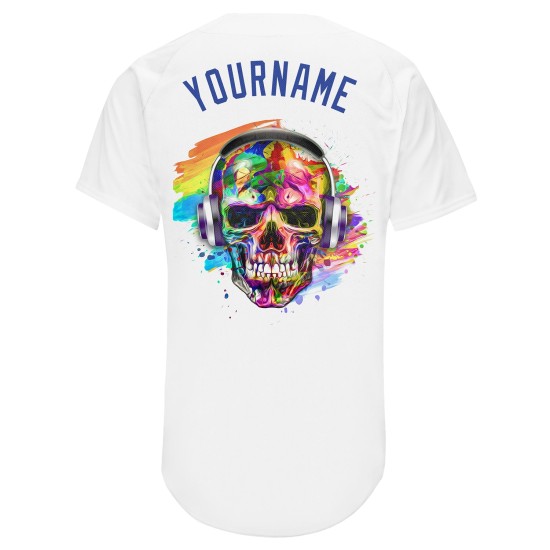 Authentisches weißes Custom Fashion Skull Royal-Orange Jersey Baseball Authentisches weißes Custom Fashion Skull Royal-Orange Jersey Baseball