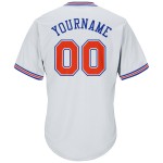 Benutzerdefinierte Orange-Royal Baseball Rib-Strick Shirt Jersey Weiß Throwback Authentic