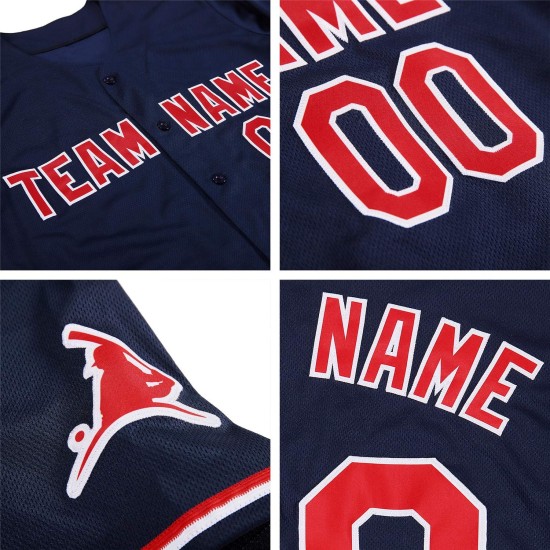 Navy Jersey Baseball Authentic Custom Weiß-Rot