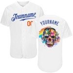 Authentisches weißes Custom Fashion Skull Royal-Orange Jersey Baseball Authentisches weißes Custom Fashion Skull Royal-Orange Jersey Baseball