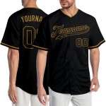 Custom Gold Baseball Schwarz Authentic Schwarz-Old Jersey