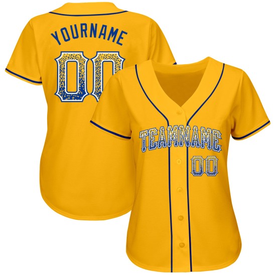 Authentisches Gold Royal-Weiß Custom Drift Fashion Baseball Jersey Authentisches Gold Royal-Weiß Custom Drift Fashion Baseball Jersey