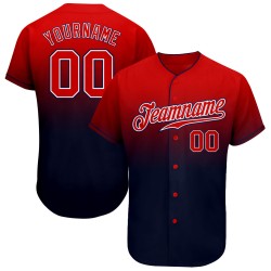 Jersey Custom Navy Baseball Rot-Weiß Authentic Fashion Fade