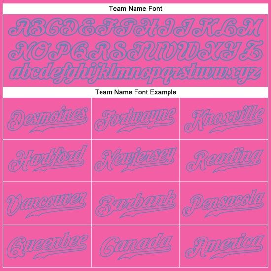 Blaues Baseball-Trikot in Pink-Hellpink, authentisch Blaues Baseball-Trikot in Pink-Hellpink, authentisch