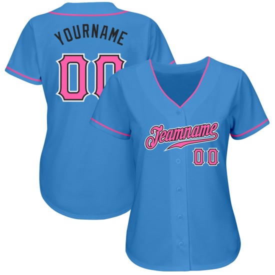 Powder Jersey Custom Authentic Baseball Rosa-Schwarz Blau