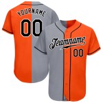 Split Fashion Custom Schwarz-Grau Authentic Jersey Orange Baseball Split Fashion Custom Schwarz-Grau Authentic Jersey Orange Baseball