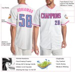 Blau-Rosa Jersey Authentic Light Custom Baseball Weiß