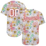 Jersey Muster Weiß Custom Baseball 3D Weiß-Rot Authentische Daisy Design